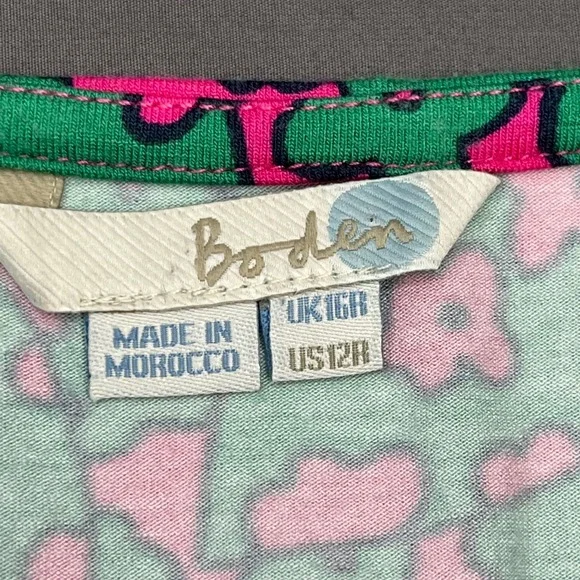 Boden Pink Green Floral Jersey Maxi Dress Empire Waist WH605 Womens US 12R - Picture 3 of 7